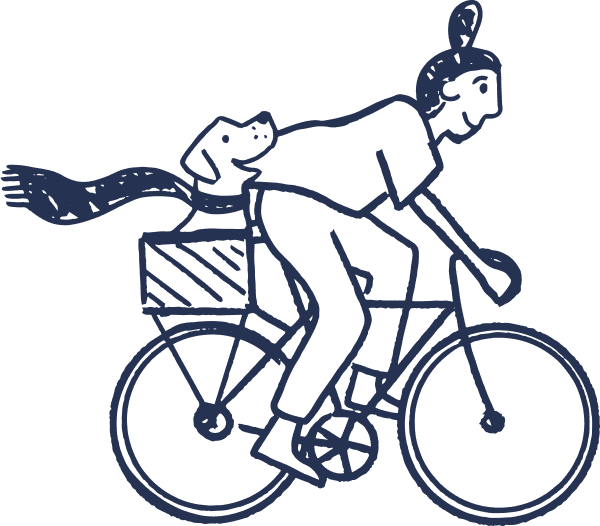 Graphic of a dog in a bike basket on the way to the vet in Middle Island NY