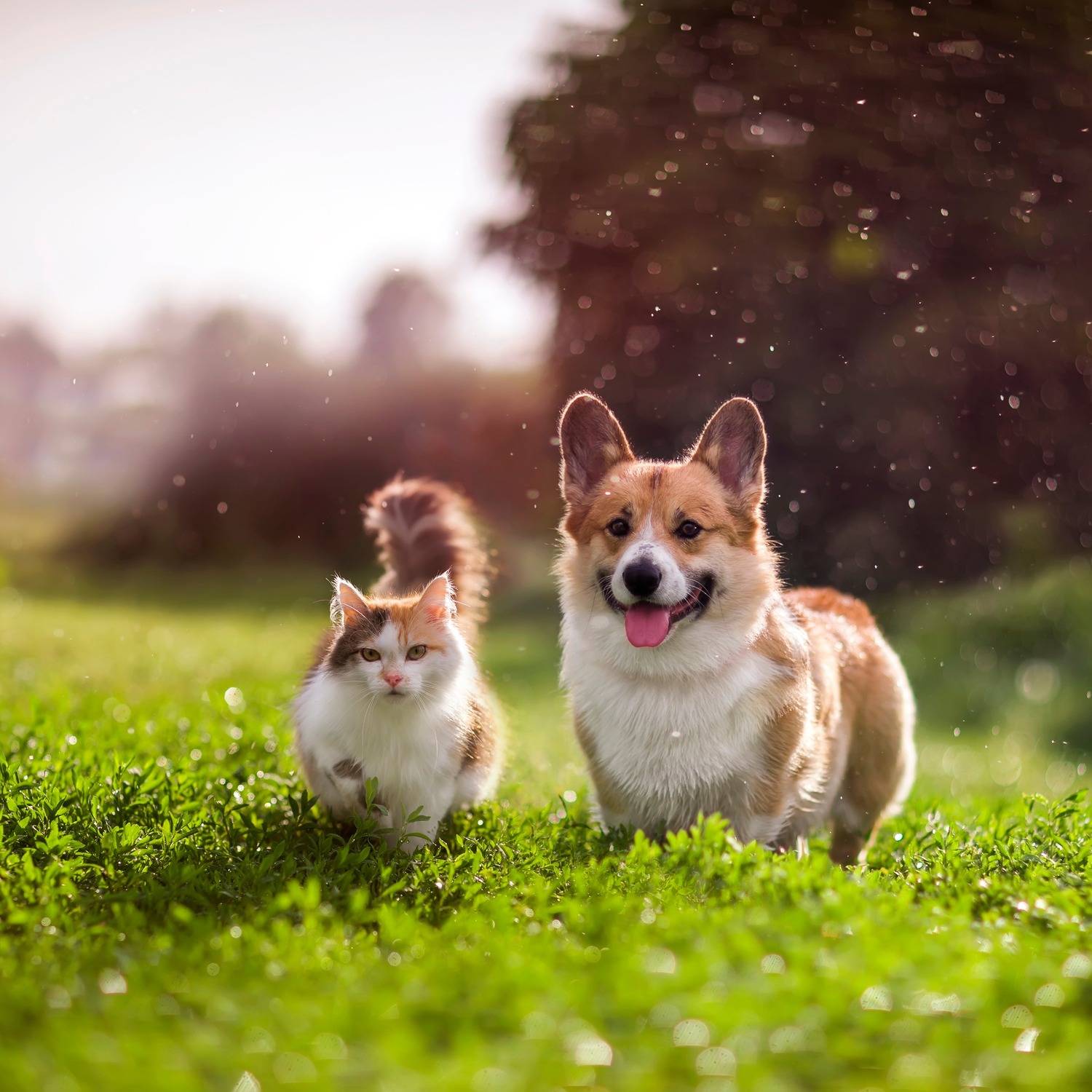 Pets running outside in the grass after a dental exam in Middle Island NY